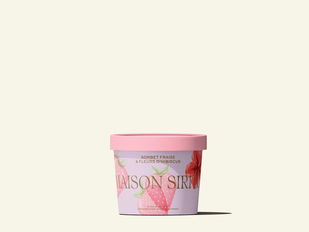 Sorbet plein fruit fraise fleur d’hibiscus