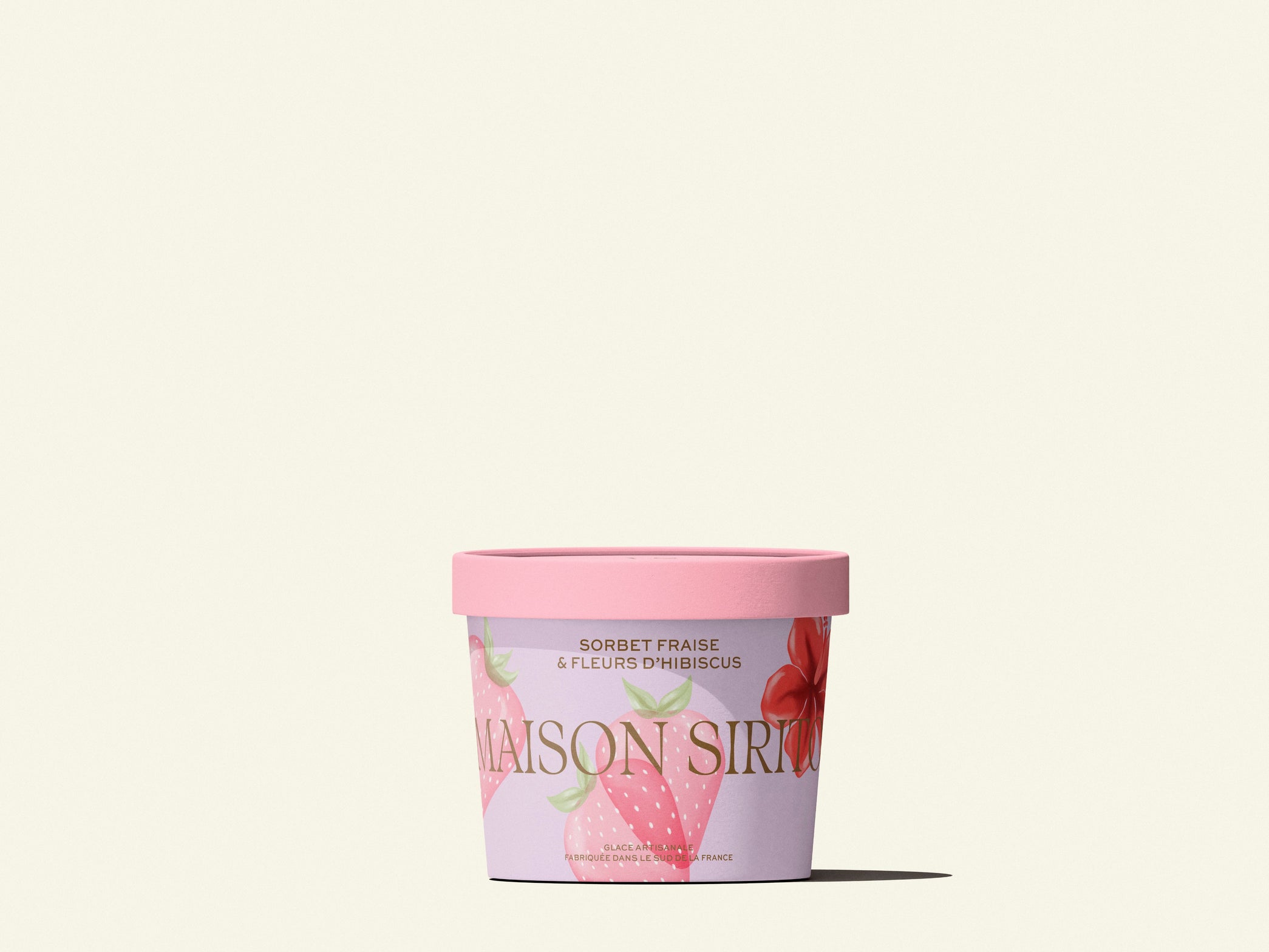 Sorbet plein fruit fraise fleur d’hibiscus